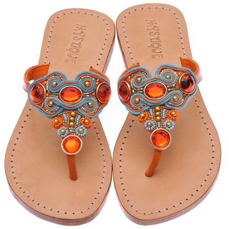 Mystique Orange/Turquoise Print Sandal